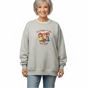 Grandkids Are Dear to My Heart Embroidered Sweatshirt Reindeer Christmas L